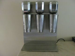 Vintage Waring Triple Spindle Milkshake Mixer Blender 3 Head Drink Commercial