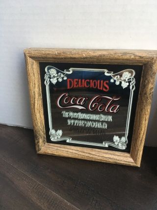 Vtg Pair Coca - Cola & Pepsi Small Mirrored Signs