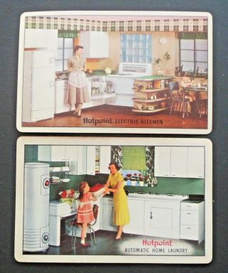 2 Vintage Ad Swap Playing Cards - Hotpoint Kitchen & Hotpoint Home Laundry 1950 
