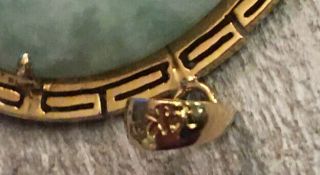 Vintage Green Jade Circle Pendant,  18K Gold Bezel,  Diamond Starburst Center 3