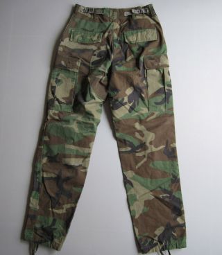Vintage Camouflage Cargo Pants Army Woodland Camo Military Combat Small Long