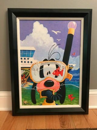 Disney Cruise Signed Canvas Giclee Goofy Scuba Artist Randy Noble