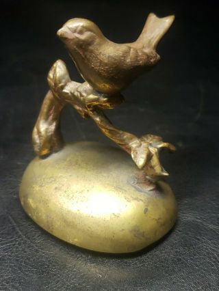 Vintage Brass Bird Figure Table Decor Small Tiny Figurine Vintage Sparrow Weight
