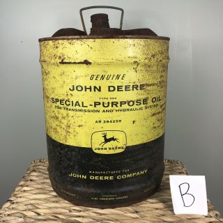Vintage John Deere 5 Gallon Special Purpose Oil Can Four Leg Logo Tractor (b) 2