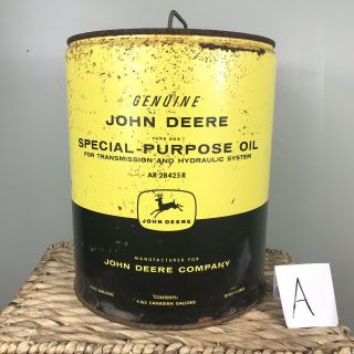 Vintage John Deere 5 Gallon Special Purpose Oil Can Four Leg Logo Tractor (a)