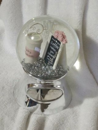 Things Remembered Musical Snow Globe Music Box Silver Tone Coffee Shop Theme