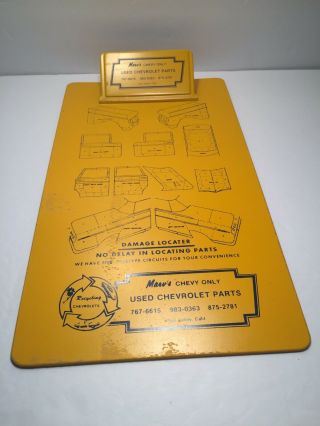 Vintage Nos Gm Parts Chevrolet Car Dealership Gas Oil 16” Clip Board Sign