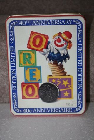 Vintage Nabisco 40th Anniversary Oreo Cookie Tin With Jack - N - The Box Cover