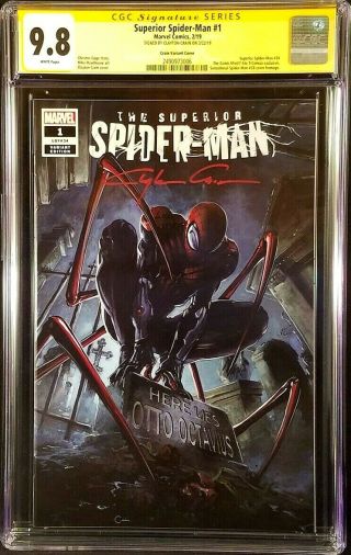 Superior Spider - Man 1 Cgc Ss 9.  8 Clayton Crain Variant Venom Carnage Black Cat