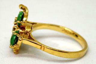 Vintage 14K Solid Yellow Gold,  Natural Diamond and Jade Ring Size 6 2