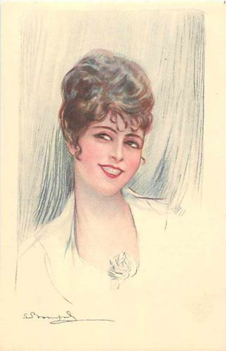 Liugi Bompard,  Unknown No 472,  Women Hair Styles,  Art Deco,  Set Of 6 Postcards