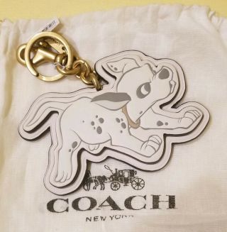 Disney X Coach 101 Dalmatians Bag Charm Leather Keychain Hangtag 78355 Purse Nwt