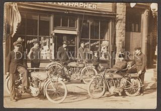Rppc C.  1915 Pope Motorcycle Gang At Photographer 
