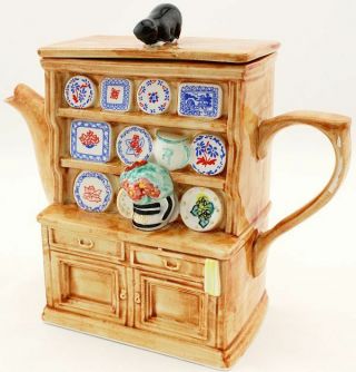 Novelty Teapot Welsh Dresser Contemporary Swineside Pottery English Cat