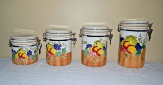 Cic Certified International Corp Canister Set Of 4 Fruit Locking Lids