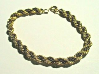 Vintage 14k Yellow Gold Rope Chain Link Bracelet 7.  25 " 9.  3 Grams