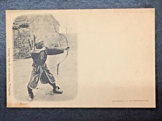 1900 - 01 China Boxer Rebellion Rebel Holding Bow & Arrow Postcard 义和拳