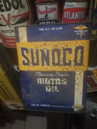 Vintage Old Sunoco Mercury Motor Oil Can Gas Advertising Rare Display
