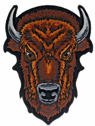 Bull Buffalo Bison Head 6 Inch Height Embroidered Hat Shoulder Patch F2d16q