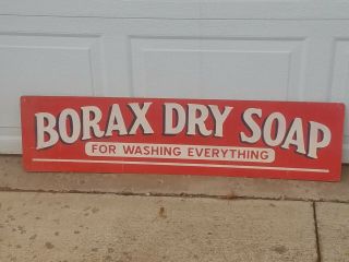 Vintage Borax Dry Soap,  Heavy Metal Advertising Sign
