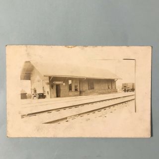 Ushers York Ny Real Photo Postcard 1916 Railroad Train Depot