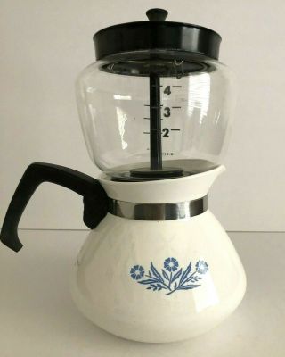 Vintage Corning Ware P 114 Blue Cornflower 6 Cup Drip O Lator Coffee Pot