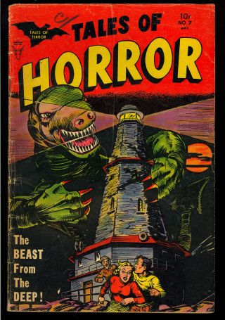 Tales Of Horror 7 Classic Godzilla Cover Pre - Code Horror Toby Press 1953 Vg