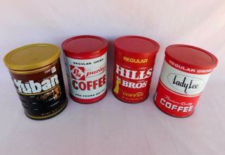 1 Lb Tall Coffee Cans,  Hills Brothers,  PS Purity Stores,  Lady Lee,  Yuban Coffee 2