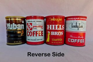 1 Lb Tall Coffee Cans,  Hills Brothers,  PS Purity Stores,  Lady Lee,  Yuban Coffee 3