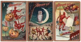 Complete Set Of 12,  Halloween Postcards,  Pub.  By Raphael Tuck & Sons Series 160