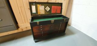Vintage Gerstner leatherette model 52 machinists chest,  11 drawer 2