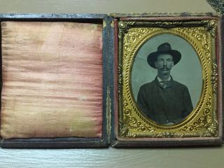 Civil War Union Soldier 1/6th Plate Tintype In Case