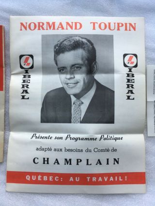 3X 1970 CANADA LIBERAL PARTY BROCHURES EVERY QUEBEC CANDIDATE NORMAND TOUPIN 3