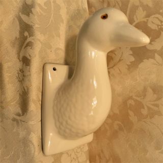 Vintage Ceramic Goose Head Wall Mount For Towel / Apron Hanger Kitchen Hook 9 "
