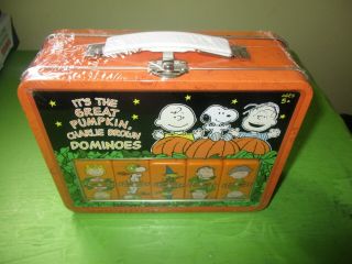 It’s The Great Pumpkin Charlie Brown Dominoes In Metal Lunchbox