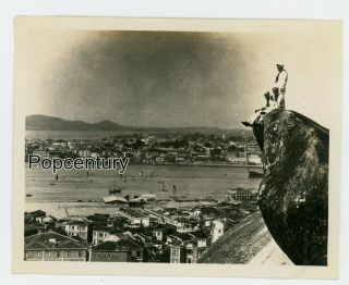 Photograph China 1932 Amoy Xiamen Kulangsu Camel Rock Panoramic Us Sailors Photo
