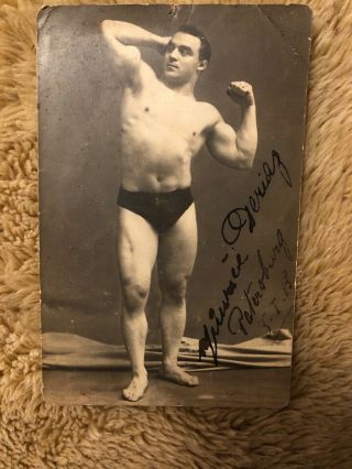 Rppc Early 1900s Strongman Wrestler?weightlifter Handsome Man Gay Muscle Signed