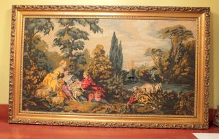 Vintage Victorian Needlepoint Large 49 " X 30 " Overall Ornate Frame Sofa Sized