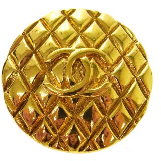 Authentic Chanel Vintage Cc Logos Brooch Pin Gold Corsage Accessories Nr10468c