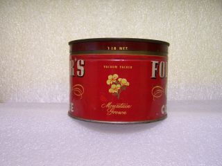Vintage 1946 Folger ' s Coffee Can Tin Key Wind with Lid 1lb. 2