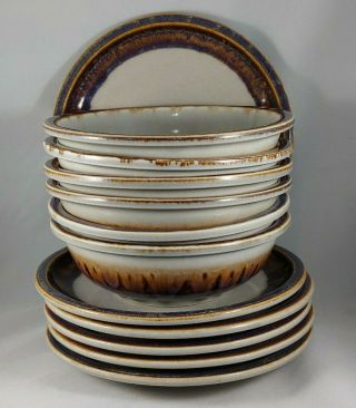 12 Vtg 1970s Mexico B&g Bing Grondahl Denmark Stoneware Drip Glaze Bowls Plates