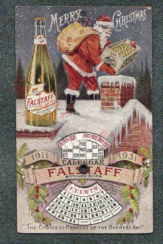 Lemp Brewery Santa Claus Mechanical 20 Yr Calendar Ca 1911 Postcard Grade 4,