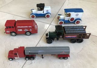5 Vintage Amoco Oil Ertl Die Cast Banks Vehicles,  3 Limited Edition No Boxes