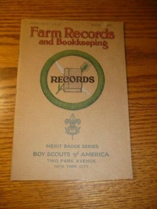 Boy Scout Merit Badge Book Tan Cover,  Farm Records,  Scouting,  Boyscouts