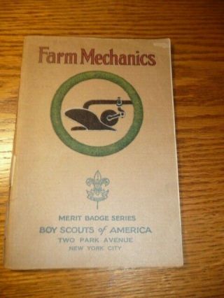 Boy Scout Merit Badge Book Tan Cover,  Farm Mechanics,  Scouting,  Boyscouts