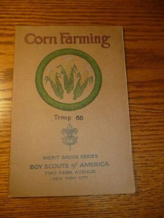 Boy Scout Merit Badge Book Tan Cover,  Corn Farming,  Scouting,  Boyscouts,