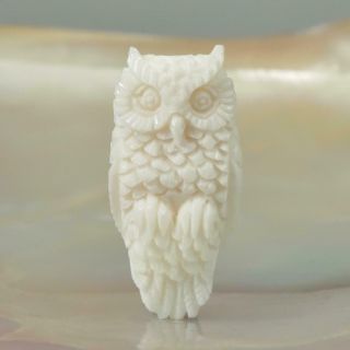 Bovine Buffalo Bone Owl Art - Carving Sculpture Focal Bead Handmade 2.  2 G