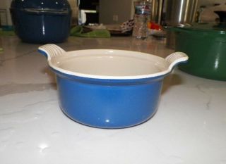 Le Creuset Blue 14 Small Round Baking Dish No Lid 2 1/2 " Tall 5 " Across