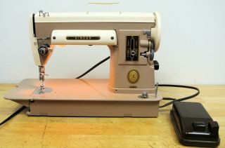 1956 Singer 301a Slant Needle Portable Sewing Machine Foot W/ Pedal & Case