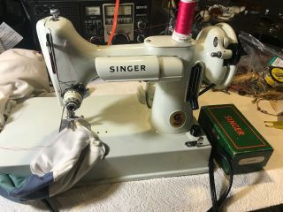 1968 Singer 221k White Featherweight Sewing Machine